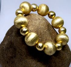 22k gold plated metal ball bracelet, Stretchable bracelet, For women